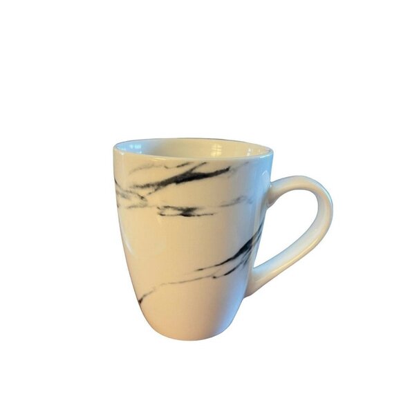 Marble Black White American Atelier Coffee Tea Mug 4" Porcelain - Picture 1 of 6
